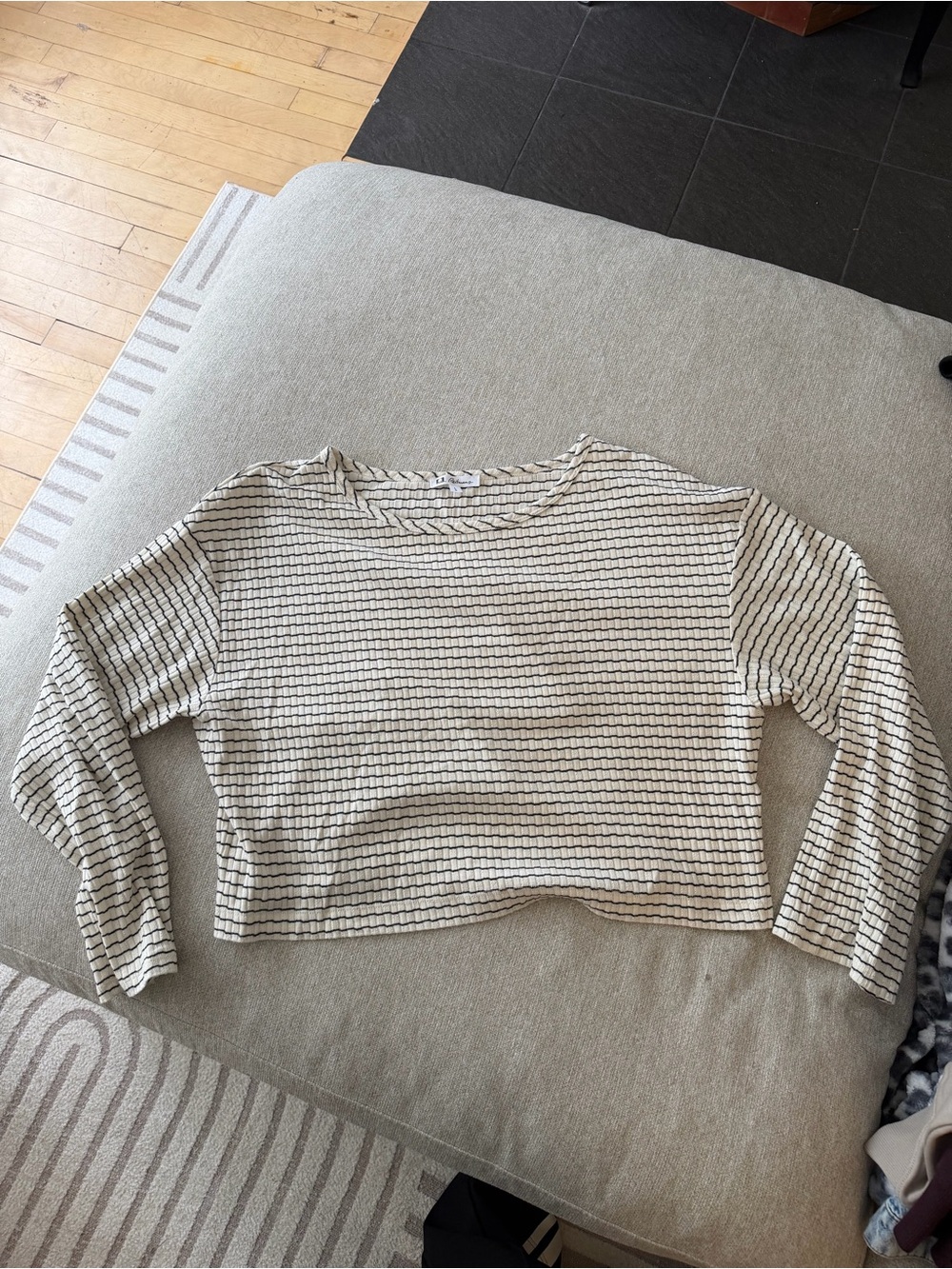 Striped Cream and Black Lightweight Women's croptop